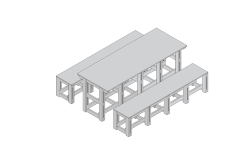 tavolo panchina mobilia legna architettura panchine 3d print model - Mito3D