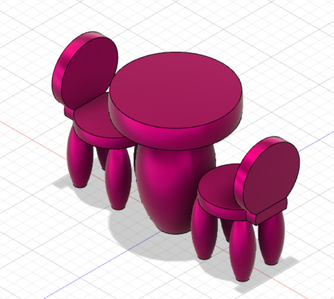 tavolo sedia impostato 3D print model - Mito3D