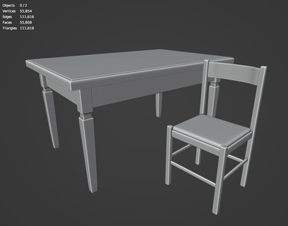 table chaire table chaise imprimable 3d print model - Mito3D