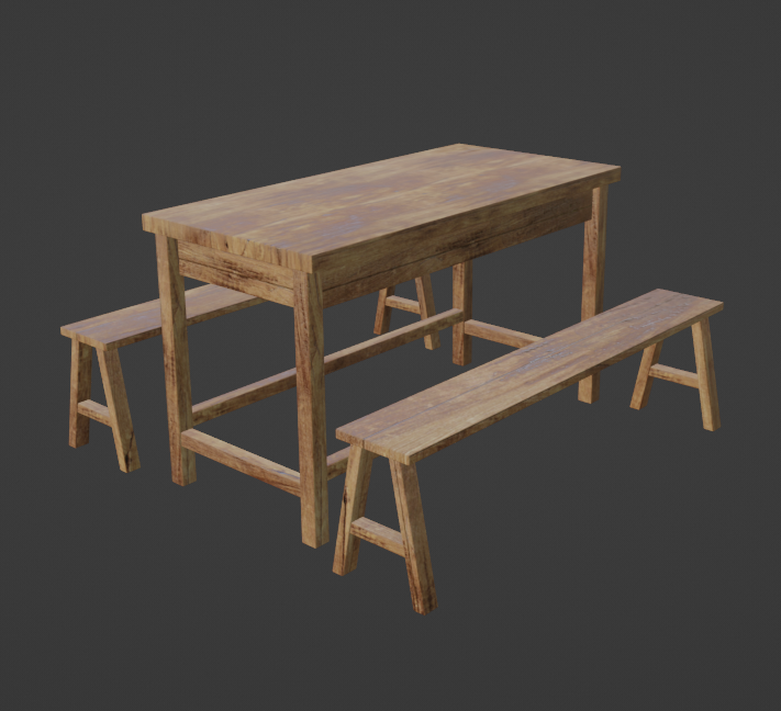 table chairs chair wooden wood 3D print model - Mito3D