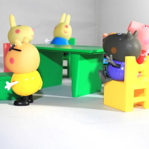 table childrens play furniture game toy playmobil peppa pig hard 3D print model - Mito3D