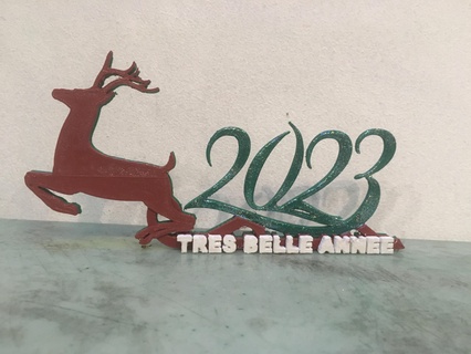 table decoration 2023 - art year design beautiful noel gift offer sled reindeer 3d print model - Mito3D