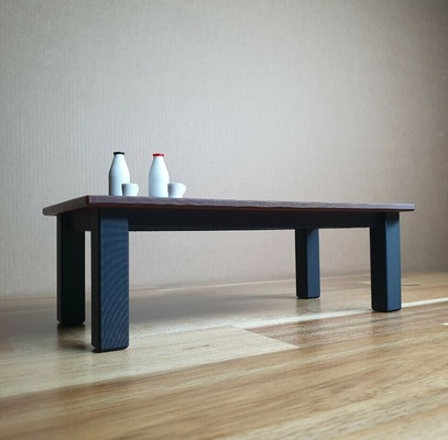 table cuisine manger rectangulaire échelle 1 12 miniature entendu famille massif bois ancien industriel maison poupées 3d print model - Mito3D