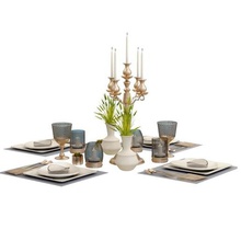 tabela 3 definir decoração set conjunto mesa flor vela 3d print model - Mito3D