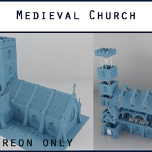 tabletop church playable interior architecture 3dprintable building dungeons dragons house medieval nosupport printable scenery stone gaming terrain wargaming buildings structures 3d print model - Mito3D