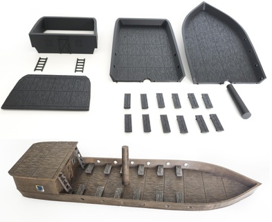 tabletop keel boat kit pathfinder dungeons dragons d&d miniature 3d print model - Mito3D