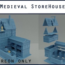 tabletop medieval warehouse architecture building dnd miniature prop tiles dungeons dragons forest house scenery printable scatter terrain gaming rpg model wargaming buildings structures 3d print model - Mito3D