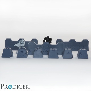 tavolo terreno calcestruzzo barricate barriere cupo sci fi detriti 3d print model - Mito3D