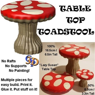 tabletop toadstool - cottagecore fungi mushroom table home office fungus decor decoration organic plant plants cottage core lazy susan upcycle garden fairy faerie fae shelf 3d print model - Mito3D