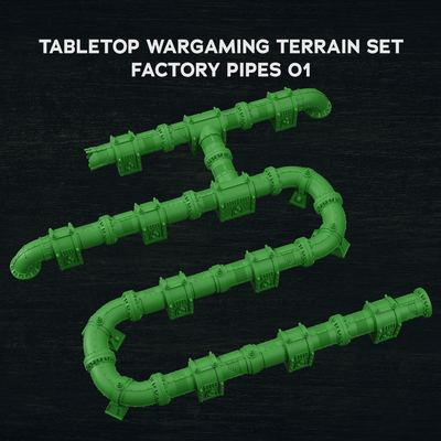 tabletop wargaming terrain set - factory pipes 01 game killteam wargame modular miniature 3d print model - Mito3D