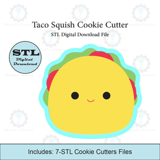 taco squish cookie cutter stl file cutters mallow 3d print model - Mito3D