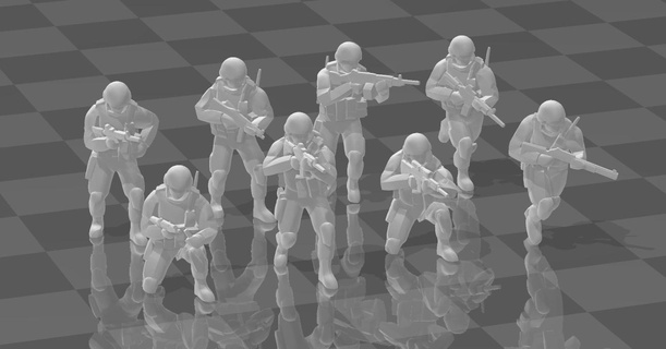 tactical swat troops Game army military miniature 10mm tabletop wargaming 3d print model - Mito3D