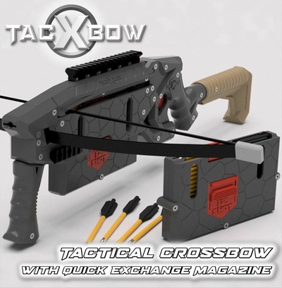 tacxbow - repeating crossbow an exchangeable magazine slingshot rifle pistol gun archery adderini miniadder airsoft 3d print model - Mito3D