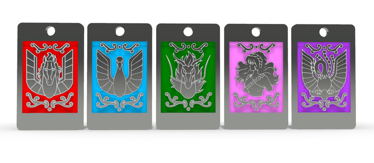 tags saint seiya bronze knights zodiac keychain pendants key rings pendant pegasus swan dragon andromeda fenix hyoga shiryu shun ikki 3d print model - Mito3D