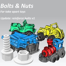 desmontar os parafusos porcas jogo suspensão criança parafuso willy jeep cat caminhão de dump locomotiva 2cv carro brinquedo 3d print model - Mito3D