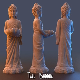 alto Buda te ligero soporte incienso quemador té estatua escultura madera tallado pila pájaros comedero Arte religión meditación 3d modelo 3d print model - Mito3D