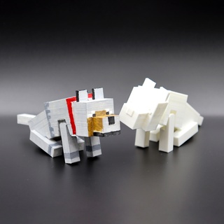 gezähmt Wolf artikuliert Spiel Minecraft Spielzeug Hund Figuren drucken Ort unterstützt 3d print model - Mito3D