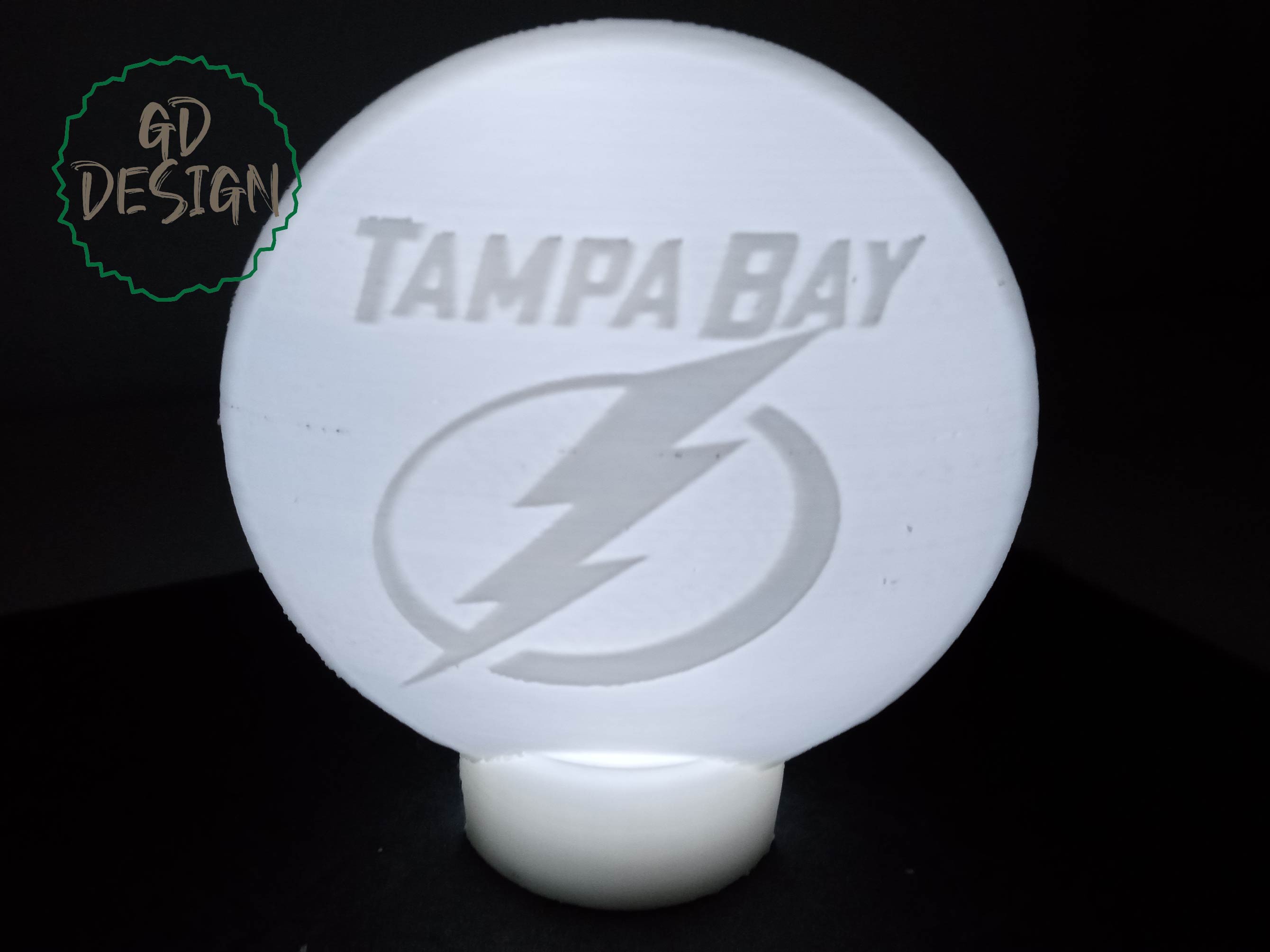 Tampa Defne Şimşek hokey disk ışık tealight okuma gece lambası nhl Spor Dalları oyun adam mağara cor Sanat ev çocuklar oda 3D print model - Mito3D