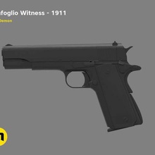 tanfoglio testigo de 1911 pistola bajo-poly art arma la guerra gatillo policía fuego diversión clip 3d print model - Mito3D