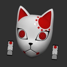 tanjiro máscara cosplay kimetsu yaiba demonio asesino pendientes 3d print model - Mito3D