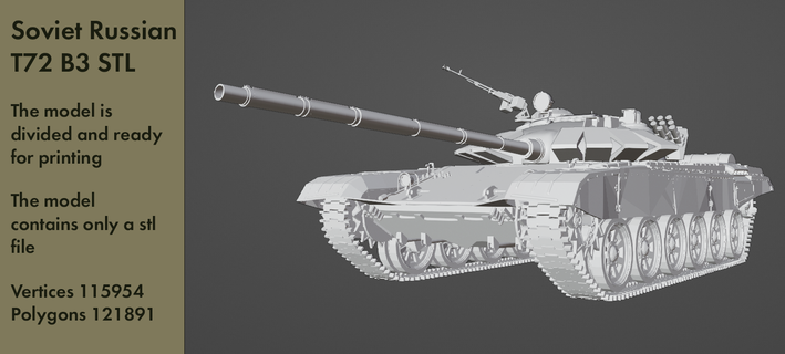 serbatoio 72 b3 stl vari militare esercito t assemblaggio mbt russo passatempo guerra panzer giocattolo 3d print model - Mito3D