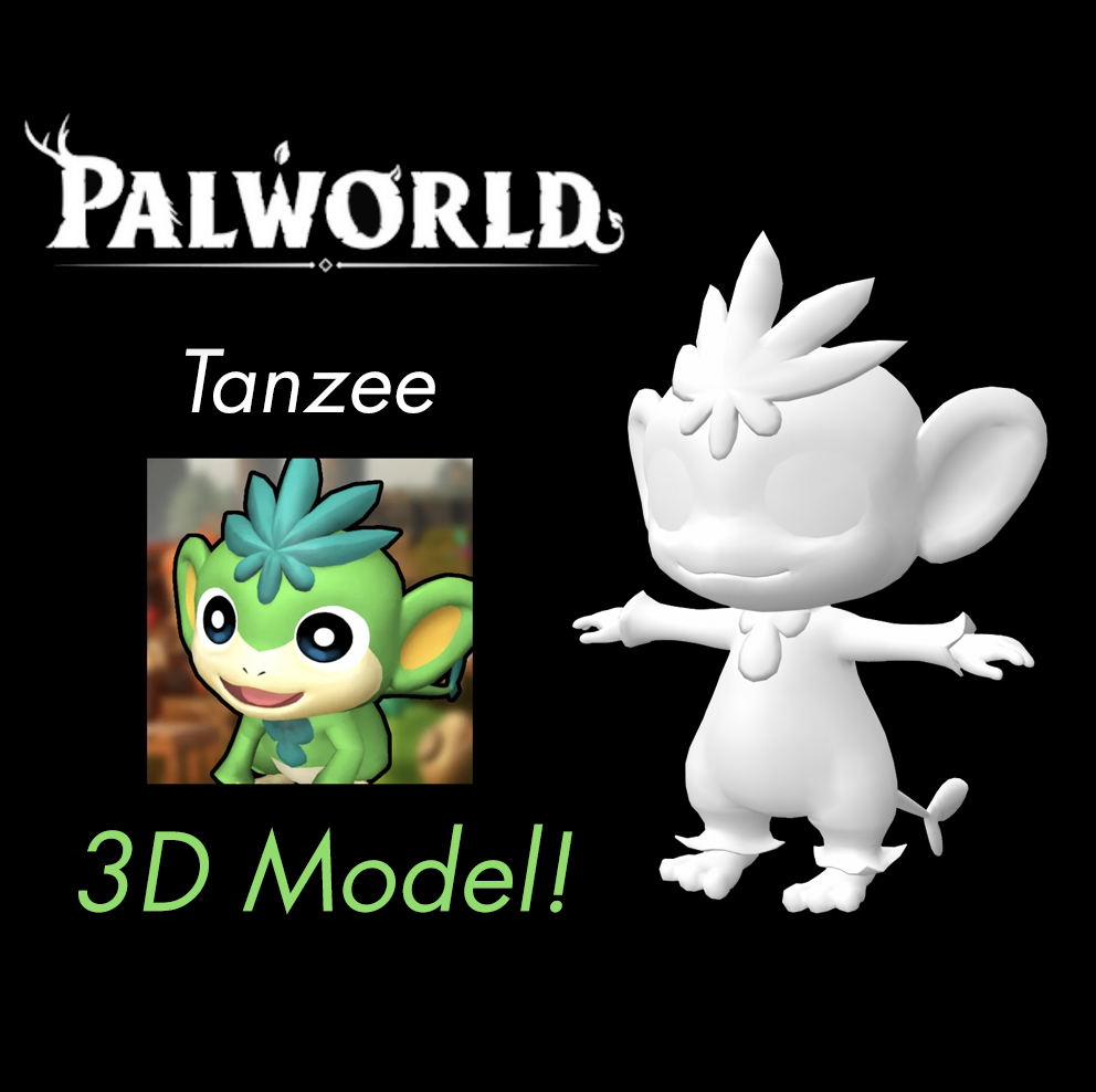 tanzee 3d model - palworld pal world game pokemon xbox 3D print model - Mito3D