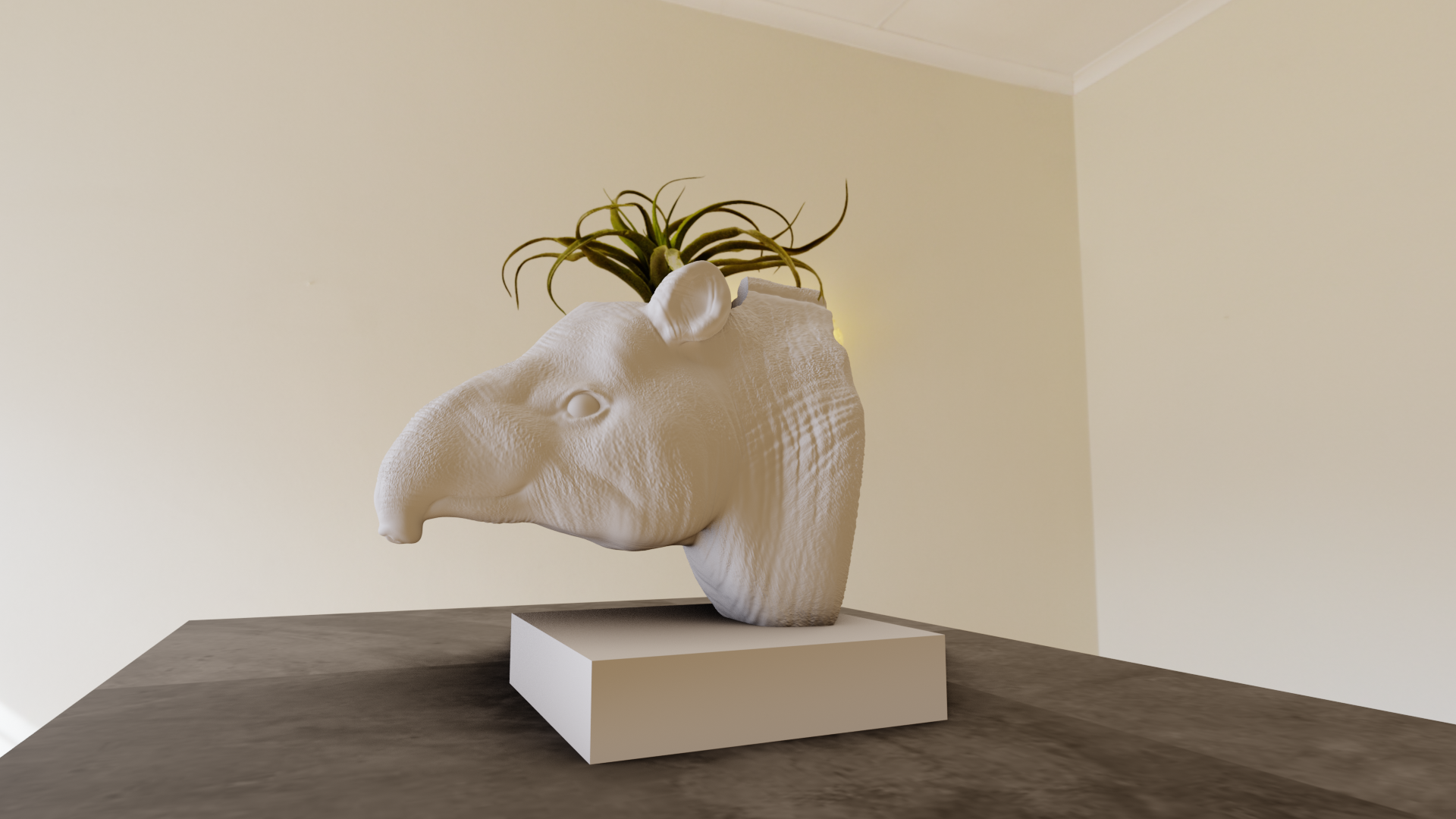 tapir busto plantador maceta flor florero stl jirafa selva safari miniatura mesa animales escultura pared decoración 3D print model - Mito3D