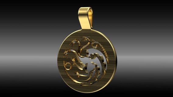 targaryen medallion v0 targaryen dragons dragon medallion medal necklace jewelry pendant daenerys game thrones house dragons house dragon  3d print model - Mito3D