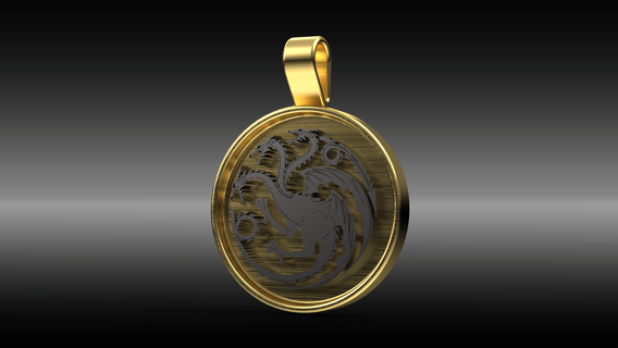 targaryen medallion v2 game thrones dragon dragons pendant collar pin key ring daenerys art jewelry house 3d print model - Mito3D