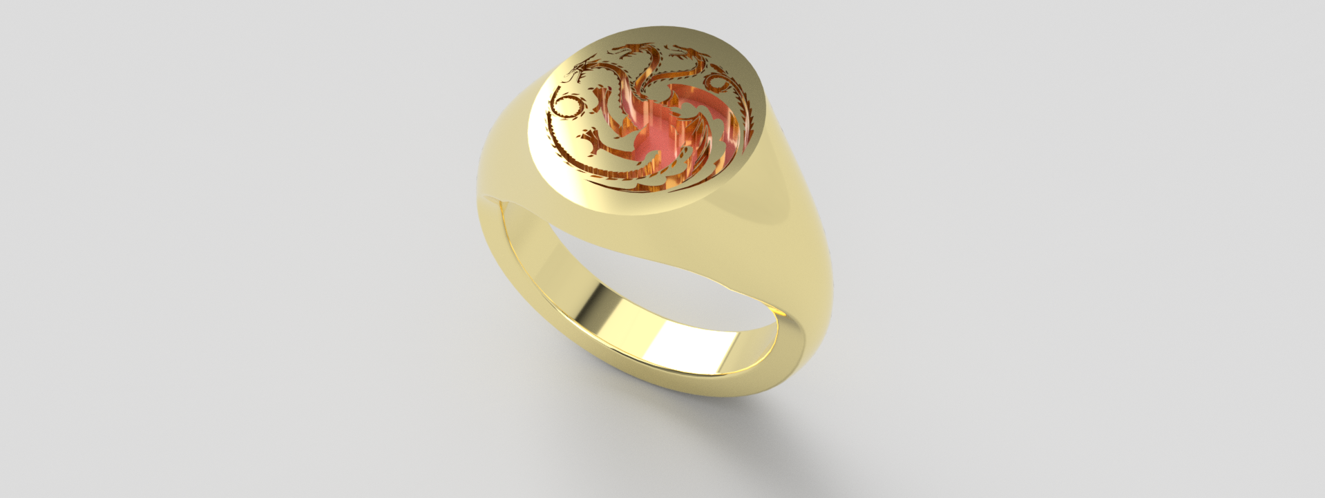 Targaryen sinete anel Dragão 3D print model - Mito3D