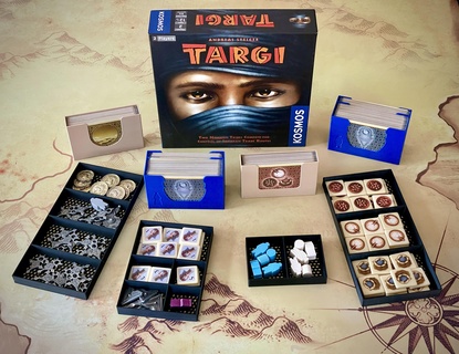 targi expansion box organizer fits sleeved cards kosmos board game boardgame meeple accessory tuareg 3d print model - Mito3D