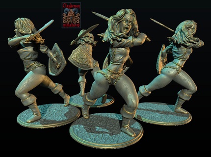 taris warrior Game miniature girl fantasy 3d print model - Mito3D
