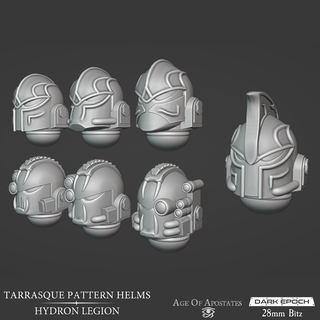 tarrasque pattern helms dark epoch legion heresy hydra marine heads helmet bits grimdark future war wargaming 3d print model - Mito3D
