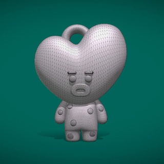 tata chaveiro stl coração bts kpop bt21 taehyung kpopfanart 3d imprimível 3d print model - Mito3D