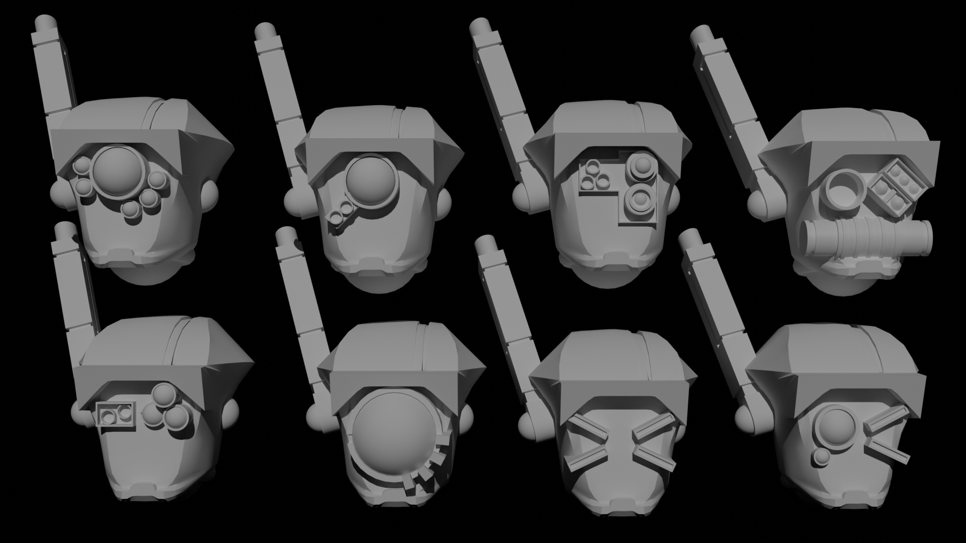 tau özel ihlalci kasklar 8 paketlemek warhammer40k 3D print model - Mito3D