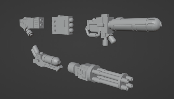 tau weapon pack mech miniature empire plasma rifle burst cannon flamer fusion blaster tabletop game mini 3d print model - Mito3D