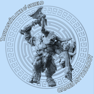 Taurast ascia scudo Minotauro bestia creatura nono età taurastar mostro Giochi mitologia gioco guerra wargaming giochi 3d print model - Mito3D