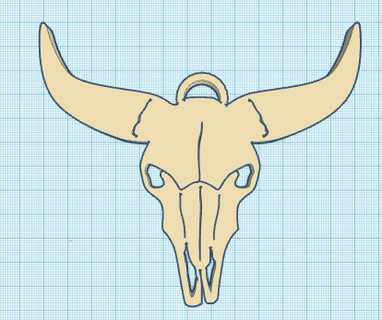 Tauro toro cráneo anillo llavero colgante pendiente encanto vaca cuernos largos longhorn 3d print model - Mito3D