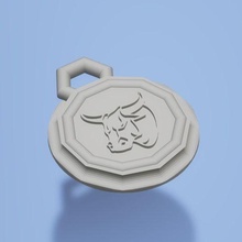 Touro chaveiro medalhão moda signos zodíaco arte animal 3d print model - Mito3D