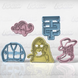 taylor swift cookie cutter set mini topper muffins cookies ice pop keychain key rings candy bar cupcake picada stirrers stick mixer molds cutters taylorswift 3d print model - Mito3D