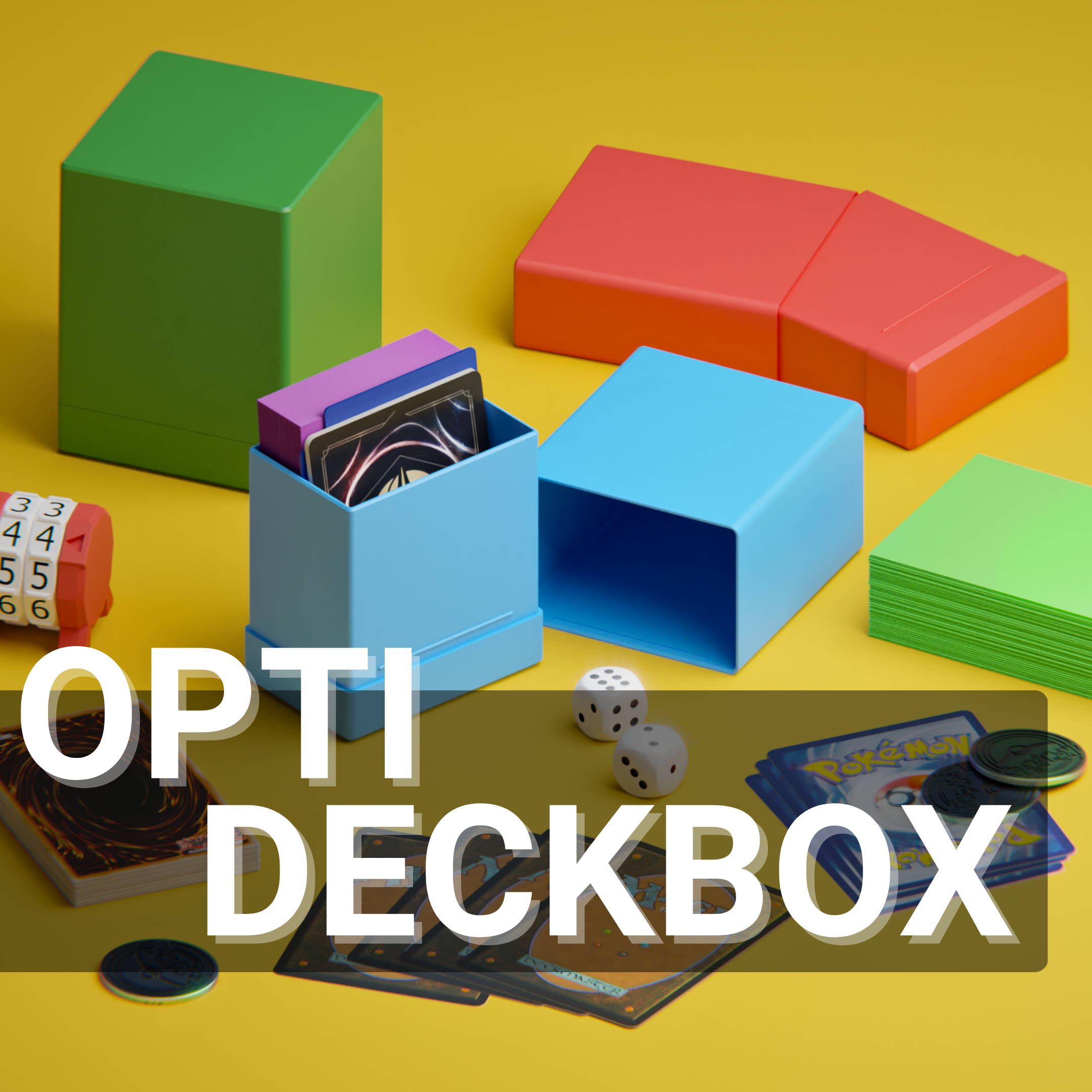 tcg deckbox caixa baralho optide jogos negociação cartão coberta cartas mtg magia recolhimento pokémon pok seg pkmn yu gi oh yugioh customizável editável comandante 3D print model - Mito3D