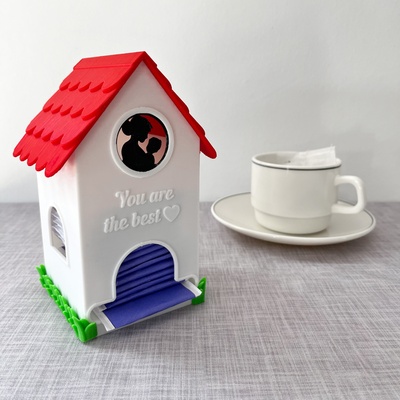 chá casa mãe infusão bolsa lanche café manhã feliz organizador 3d print model - Mito3D