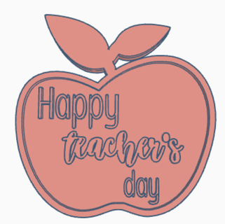 teacher's day happy days teachers fondat stamp cookie cutter seal fondant master apple 3d print model - Mito3D
