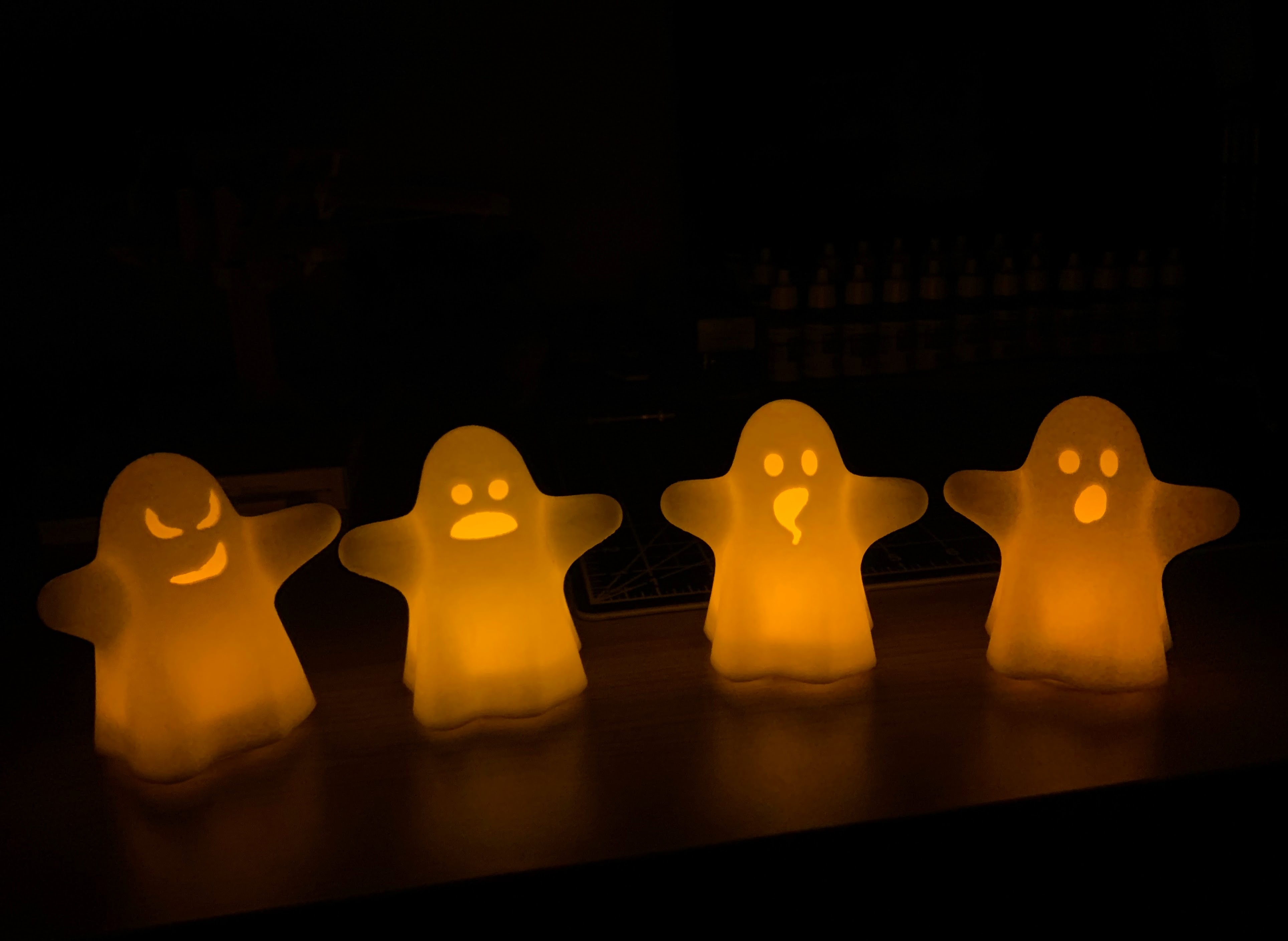 tealight ghosts 4 2 versions ghost halloween decorations decor light spooky 3D print model - Mito3D