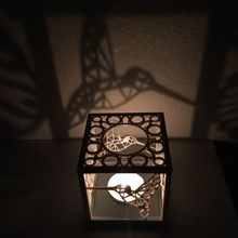 tealight holder - flower colibri candle hummingbird flowers light shade shadow home decor decoration 3d print model - Mito3D