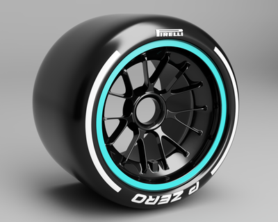equipe mercedes Fórmula 1 roda réplica cheio escala corrida pneu borda 3d impressora Projeto arte 3d print model - Mito3D