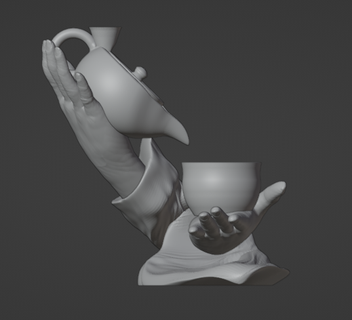 teapot incense waterfall - cascade tea kettle hands smoke art 3d print model - Mito3D