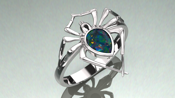 tear-off ring jewel printing 3d stone silver spider 3d print model - Mito3D