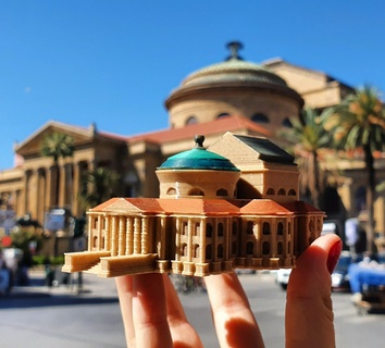 teatro maksimum Palermo Sicilya mimari bina Kent ev tiyatro Avrupalı anıt minyatür İtalya İtalyan opera dönüm noktası mimar mini dünya miniworld3d 3d print model - Mito3D