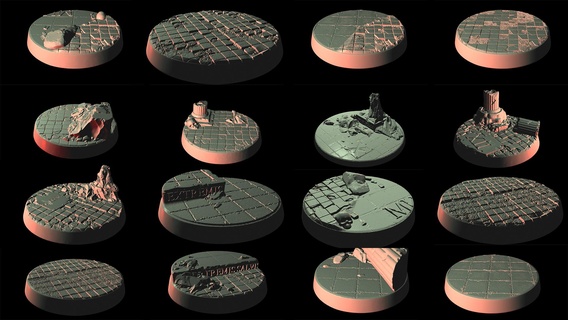 technoromans round bases set Game roman urban city base 3d print model - Mito3D